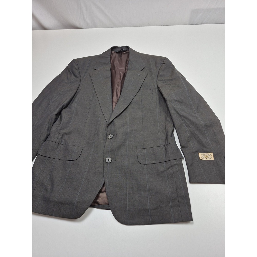 Majer Suit Jacket Mens 39 Short Gray Merino Wool Pinstripe USA 2 Button NWT FLAW